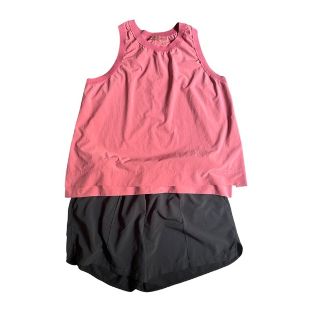 Nordstrom Zelle‎ Athletic pink Racerback tank and black shorts w pockets - XL